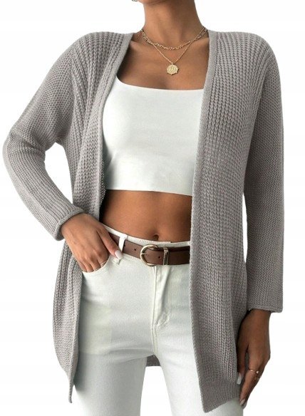 SHEIN DAMSKI SWETER SZARY Z DŁUGIM RĘKAWEM M ŁUC