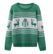 Moda i Uroda OUTLET - Sweter ��wi��teczny wz��r ZIELONY - miniaturka - grafika 1
