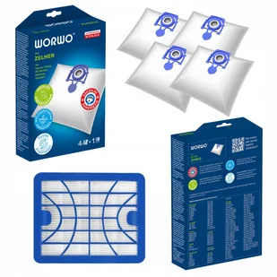 4 X Worki Plus 1 X Filtr Hepa Do Zelmer Odyssey Meteor Bosch Zmb02K Elf 2 - Worki do odkurzaczy - miniaturka - grafika 1