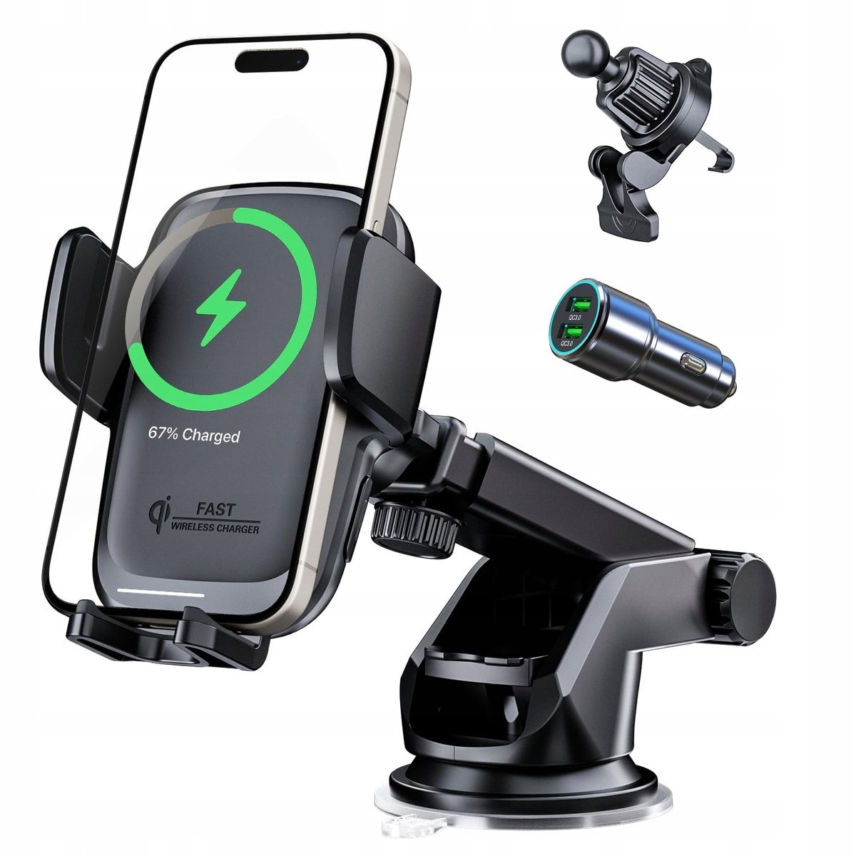 Uchwyt Samochodowy Qi Z Ładowaniem, Iphone/Samsung Kpon 15W