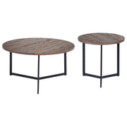 Ławy i stoliki kawowe - Zestaw 2 stolików kawowych ciemne drewno z czarnym TIPPO - miniaturka - grafika 1