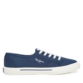 Trampki damskie - Tenisówki Pepe Jeans Brady Basic W PLS31287 Niebieski - miniaturka - grafika 1