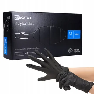 Mercator Medical, Rękawiczki Nitrylowe Czarne M, Mocne, 100szt. - Rękawiczki jednorazowe - miniaturka - grafika 1