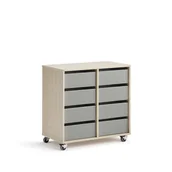 Meble do szkół i przedszkoli - Regał szkolny CASPER, 8 szuflad, brzoza, szary - miniaturka - grafika 1