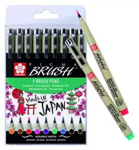 Talens Sakura, pisaki pędzelkowe, Pigma Brush Pen, 9 sztuk - Pędzle - miniaturka - grafika 1