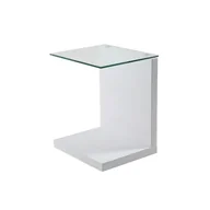 Ławy i stoliki kawowe - Actona Stolik Ze Szklanym Blatem Welscheid 50X40X35 Biały - miniaturka - grafika 1