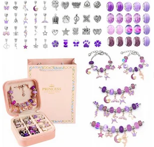 Zestaw do Robienia Bransoletek Biżuterii Koraliki Charms Prezent fioletowy - Prace ręczne dla dzieci Zestaw do Robienia Bransoletek Biżuterii Koraliki Charms Prezent fioletowy - Prace ręczne dla dzieci - miniaturka - grafika 1