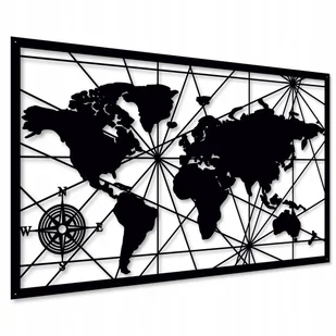 DREWNIANA MAPA ŚWIATA DEKORACJA ŚCIENNA AŻUROWA XL OBRAZY DO SALONU TRYPTYK - Dekoracje domu - miniaturka - grafika 1