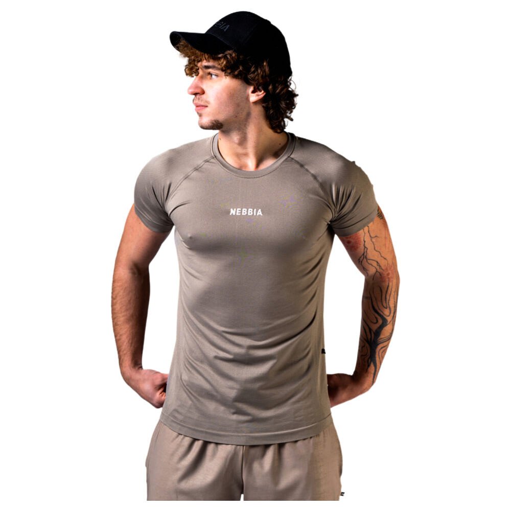 Koszulka męska Nebbia Power Him Seamless Short-Sleeve Top 900 Light Brown Ash M