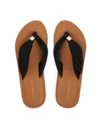 Klapki i japonki damskie - Tommy Hilfiger Japonki Th Ltr Footbed Summer Sandal FW0FW09194 Czarny - miniaturka - grafika 1