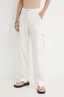Spodnie damskie - G-Star Raw spodnie damskie kolor beżowy proste high waist D24598-D454 - miniaturka - grafika 1