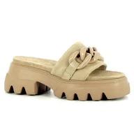 Klapki i japonki damskie - Beżowe klapki na platformie CARINII - Carinii - miniaturka - grafika 1