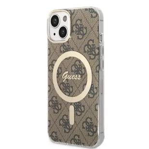Guess Zestaw GUBPP14MH4EACSW Case+ Charger iPhone 14 Plus 6,7" brązowy/brown hard case 4G Print MagSafe - Etui i futerały do telefonów - miniaturka - grafika 2