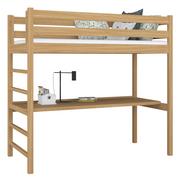 Łóżka - Drewniane łóżko na antresoli z biurkiem N01 dąb naturalny 80x180 - miniaturka - grafika 1