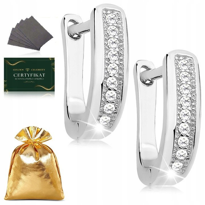 Eleganckie Kolczyki Srebrne Klasyczne Wiszące Z Cyrkoniami Dla Kobiety 925