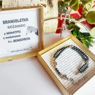 Bransoletki - Bransoletka RÓŻANIEC na rękę z HEMATYTU medalion św. Benedykta/GiovanniDivine - miniaturka - grafika 1