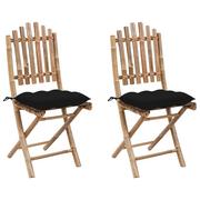 Fotele i krzesła ogrodowe - vidaXL Lumarko Składane krzesła ogrodowe z poduszkami, 2 szt., bambusowe! 3064009 - miniaturka - grafika 1