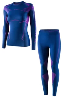 Komplet bielizny termoaktywnej damskiej Brubeck Dry jeansowy/fioletowy - Bielizna sportowa damska - miniaturka - grafika 1