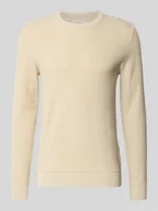 Swetry męskie - Sweter z dzianiny z fakturowanym wzorem i okrągłym dekoltem - miniaturka - grafika 1