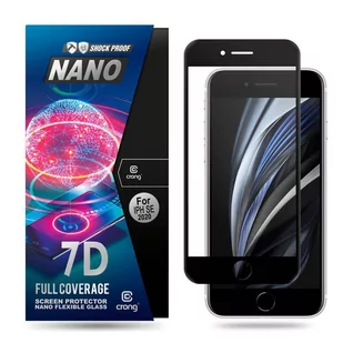 Crong 7D Nano Flexible Glass - Szkło hybrydowe 9H na cały ekran iPhone SE (2022/2020) / 8 / 7 (Black) - Szkła hartowane na telefon - miniaturka - grafika 1