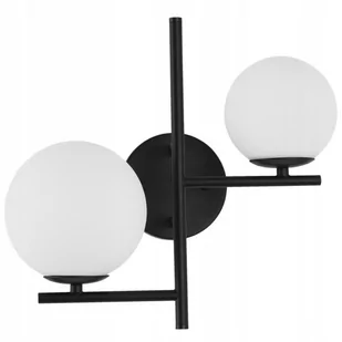 Lampa Ścienna Kinkiet Czarny Mleczne Szklane Kule - Lampy ścienne - miniaturka - grafika 1