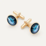 Koszule męskie - Srebrne spinki do mankietów rivoli montana w złotym pokryciu - miniaturka - grafika 1