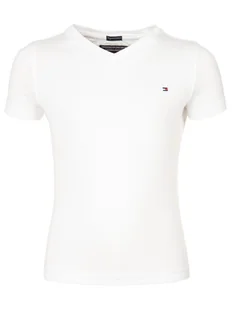 Tommy Hilfiger T-Shirt Boys Basic Vn Knit S/S KB0KB04142 Biały Regular Fit - Koszulki dla chłopców - miniaturka - grafika 1