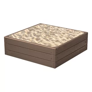 Piaskownica ogrodowa imitacja drewna 75,6x75,6x25 cm brązowa - Place zabaw - miniaturka - grafika 1
