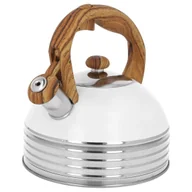 Czajniki na gaz - Czajnik stalowy z gwizdkiem na indukcję 2.5L biały MAT uchwyt drewno BRUNBESTE BB-2478 - miniaturka - grafika 1