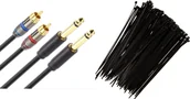 Kable komputerowe i do monitorów - Kabel Mozos Kabel Mozos Jack 6.3mm - RCA Cinch x2 3m czarny MCABLE-2JT2R + Opaska zaciskowa Czarny 100 sztuk MCABLE-M - miniaturka - grafika 1