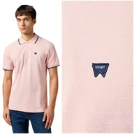 Koszulki męskie - Wrangler POLO SHIRT Silver Pink różowa bawełniana polówka małe logo 4XL - miniaturka - grafika 1