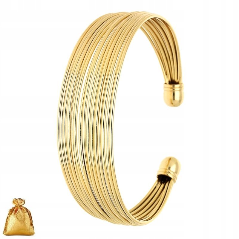 Pozłacana Bransoletka Damska Ze Stali Chirurgicznej, Sztywna Dla Kobiety