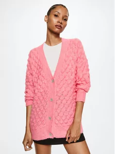 Swetry damskie - Mango Kardigan Veruska 37023848 Różowy Oversize - grafika 1