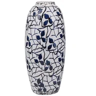 Wazony i flakony - Wazon Na Kwiaty Ceramiczny Biały Z Niebieskim Mutilene - miniaturka - grafika 1