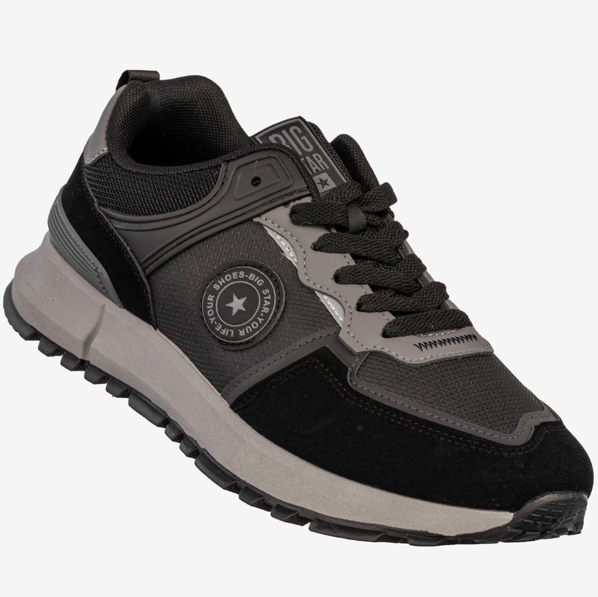 Sneakersy Męskie BIG STAR Buty Sportowe Półbuty Czarne SS174062 Czarny 42