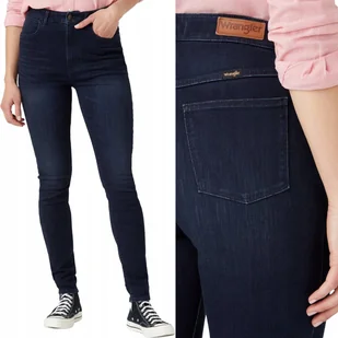 Wrangler SKINNY Coldspring RURKI Z WYŻSZYM STANEM CIEMNY DżINS W27 L32 - Spodnie damskie - miniaturka - grafika 1