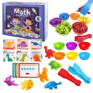 Zabawki interaktywne dla dzieci - Zestaw Edukacyjny Nauka Liczenia Figurki Dinozaury Karty Gra Zręcznościowa - miniaturka - grafika 1