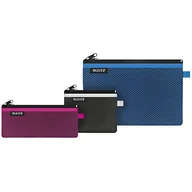 Portfele - Leitz, Zestaw 3 Saszetek Podróżnych Leitz WOW, z Suwakiem i 2 Kieszonkami, Nylonowe, Produkty Można Prać, Idealne Jako Plastikowy Portfel, Piórnik i Etui, Kolekcja WOW, Różne Kolory, 40150099 - miniaturka - grafika 1