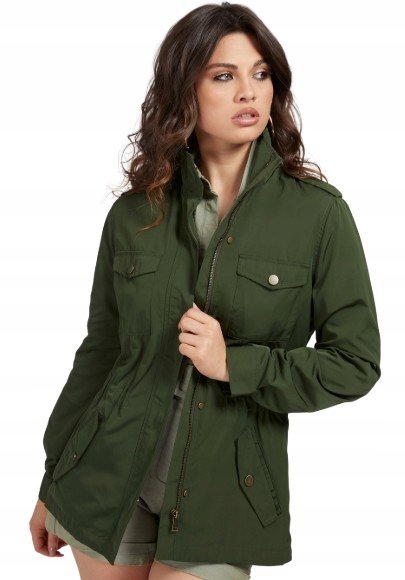 GUESS KURTKA DAMSKA ZIELONA PARKA CASUAL BEZ KAPTURA S 1GXB