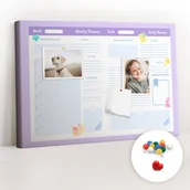 Tablice i flipcharty - Szkolna Tablica korkowa 60x40 cm, Kolorowe Pinezki, wzór Różowy roczny planer - miniaturka - grafika 1