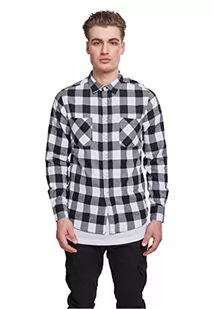 Urban Classics Męska koszula flanelowa w kratkę, z długim rękawem, górna część dla mężczyzn z kieszeniami na piersi, dostępna w wielu wariantach kolorystycznych, rozmiary XS-5XL, Blk/Wht, L - Koszule męskie - miniaturka - grafika 1