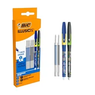 Długopisy - BIC Illusion Długopisy i wkłady do wielokrotnego napełniania (0,7 mm) — niebieski i czarny, opakowanie 2 szt. + 6 wkładów - miniaturka - grafika 1