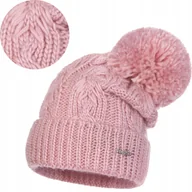 Czapki damskie - Różowa Czapka Damska Zimowa Z Pomponem Wywijana Ciepła Na Zimę Majka - miniaturka - grafika 1