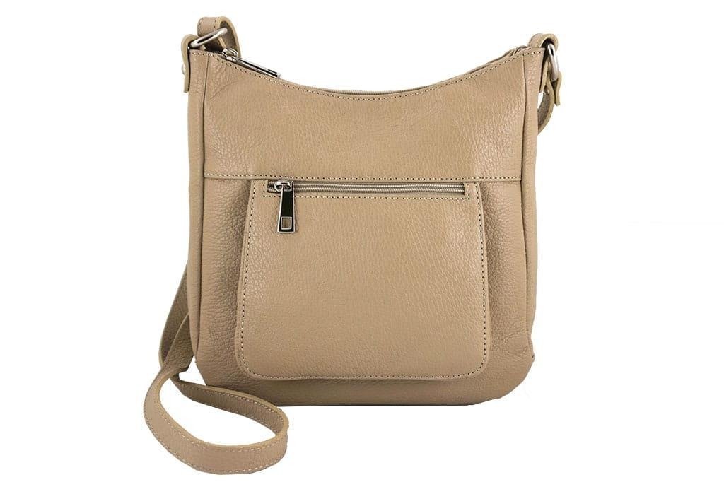 Torebka skórzana listonoszka damska - Barberini's - Beżowy