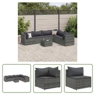 Meble ogrodowe - The Living Store 7-cz. zestaw wypoczynkowy do ogrodu - poduszki - szary - rattan PE - Zestaw Wypoczynkowy Do Ogrodu - miniaturka - grafika 1