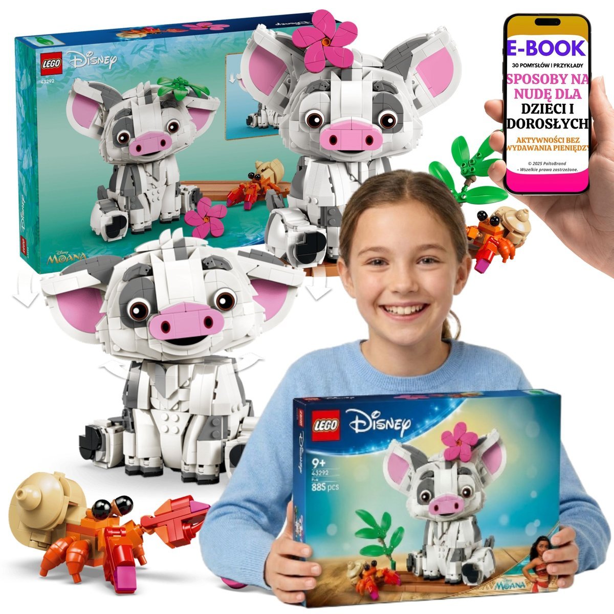 LEGO Pua 43292 Vaiana Disney Kolekcjonerska Świnka Klocki Dla Fanów + E-BOOK-3