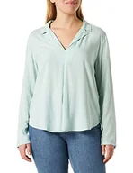 Bluzki damskie - Q/S by s.Oliver Bluzka damska, długi rękaw, niebiesko-zielona, 44, Niebieski zielony, 44 - miniaturka - grafika 1