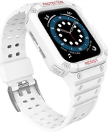 Akcesoria do smartwatchy - Hurtel Protect Strap Band opaska z etui do Watch 7 / 6 / 5 / 4 / 3 / 2 / SE (45 / 44 / 42mm) obudowa pancerny pokrowiec na zegarek biały - miniaturka - grafika 1