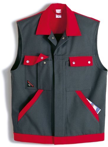 BP 1461-720-53-3XL kamizelka, ukryty pasek na zatrzask i kieszenie, wzmocniona bawełna 305,00 g/m², ciemnoszary/czerwony, 3XL