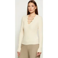 Swetry damskie - Patrizia Pepe Sweter Slim Fit z dodatkiem wełny - miniaturka - grafika 1